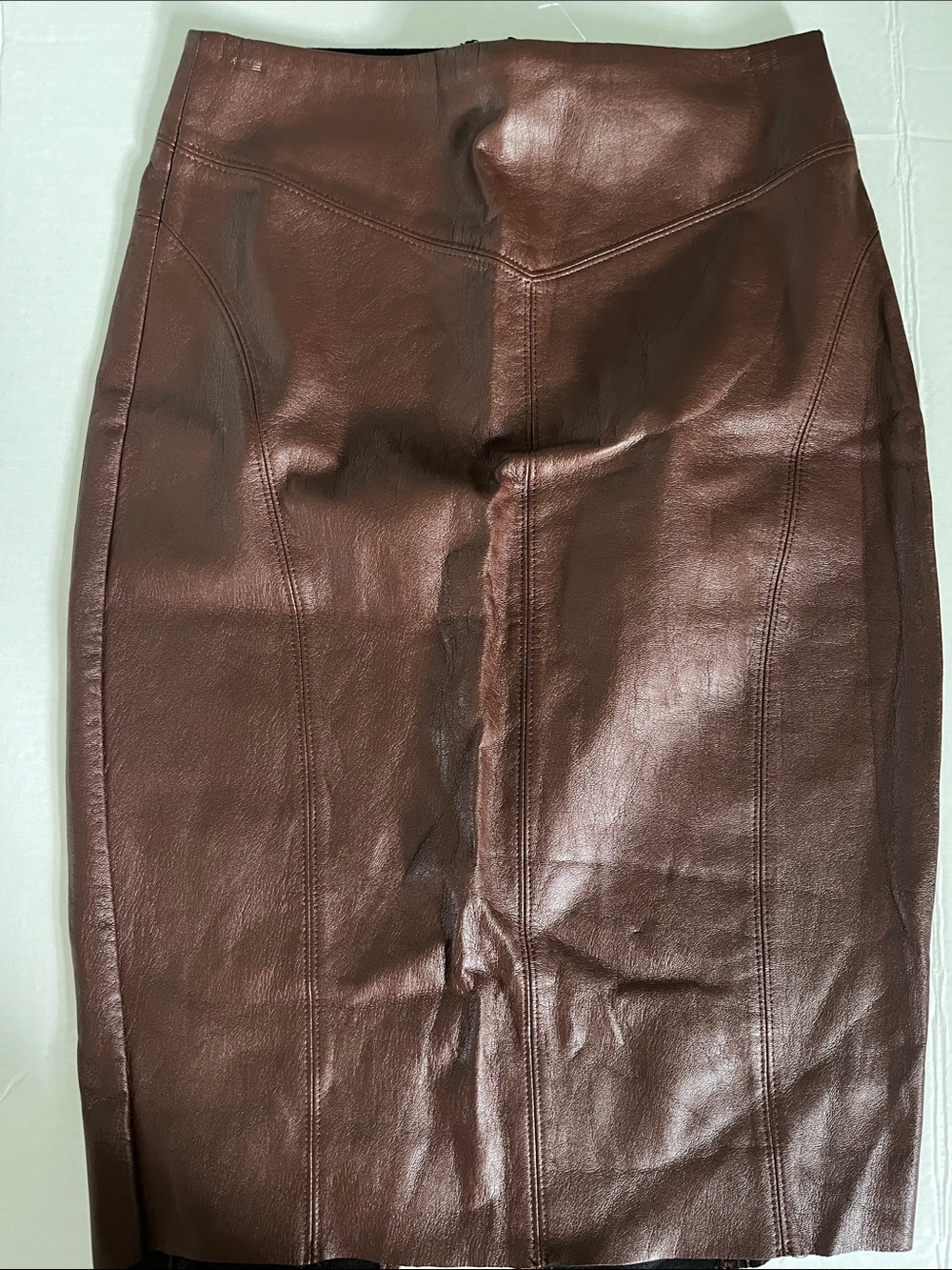 Express Brown Leather Pencil Skirt